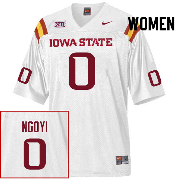 Women #0 Beni Ngoyi Iowa State Cyclones College Football Jerseys Stitched Sale-White - Click Image to Close
